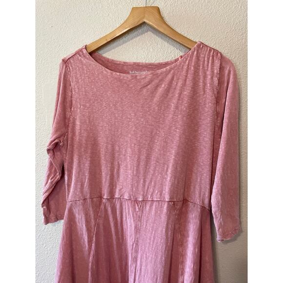 Soft Surroundings Blush 3/4 Sleeve Eyelet Handkerchief Hem Midi Dress P Small - Picture 11 of 14